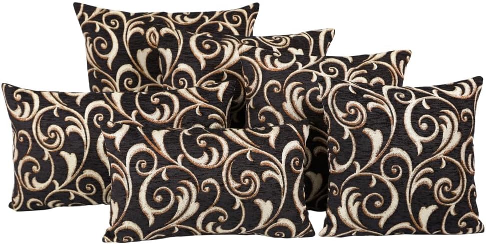 Chenille Ivy/Floral Style Black 18"x18" Pillow Cover Decorative Sham for Home Decor, Office, Farmhouse, Sofa, Couch, Porch, Patio, Window Seat