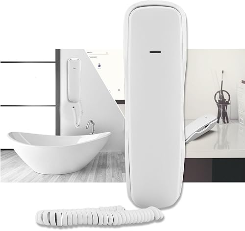 Miniatura 3 de Teléfono colgante, último número de teléfono de pared, función de silencio teléfonos de pared, para casa para el hogar (blanco)