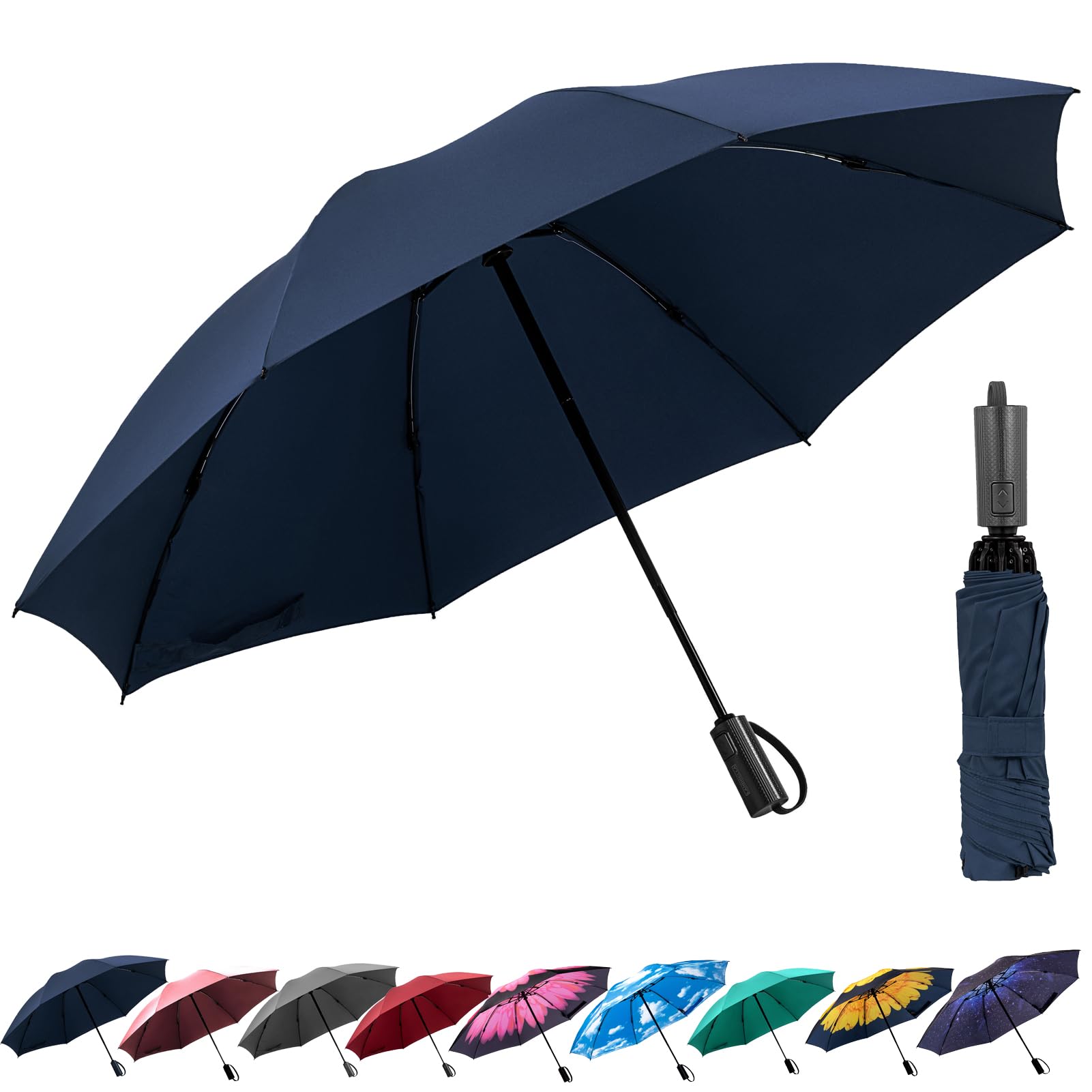 ACEIken Sturmfester Automatik Regenschirm - Kompakter,Faltbarer 106/116 cm | Taschenschirm für Herren und Damen,8 Rippen,Wasserdicht und Winddicht,Ideal für Reisen und Alltag