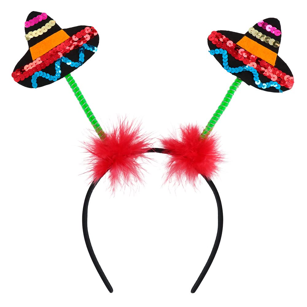 Cerchietto Sombrero Messicano Boland - Costume Per Feste A Tema E Carnevale, Con Pompon