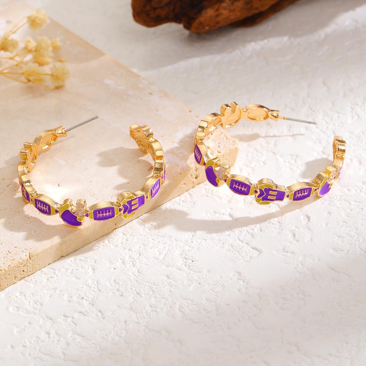 Colorful Football Dangle Drop Earrings Handmade Game Day Hoop Earrings for Women Sport Team Spirit Jewelry Game Day Outfits Accessories - Image 4