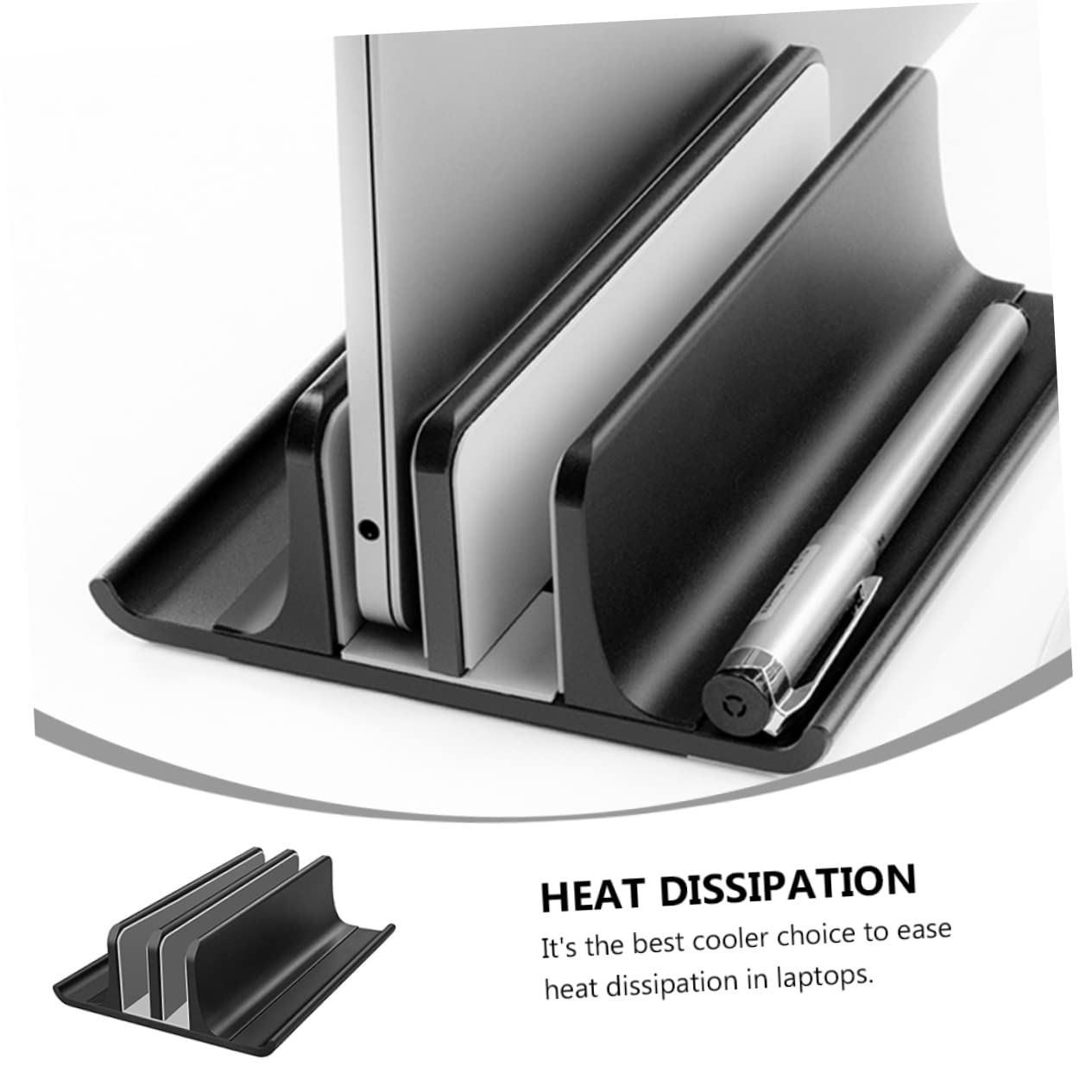 NUOBESTY Soporte Vertical y Base Estable de Aleación de Aluminio para Portátil Refrigeración para Ordenador Portátil en Escritorio