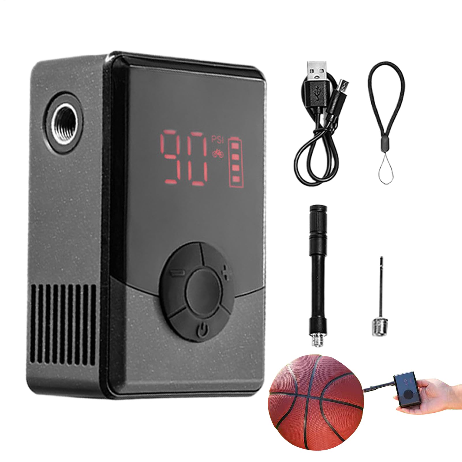 Pompa per pneumatici per bici elettrica | Compressore d'aria mobile, gonfiatore compatto wireless per scooter a sfera mountain bike ciclismo auto | Pompa per pneumatici di bici senza fili Gonfiatore compatto adatto a biciclette, moto, palloni, mountain bi