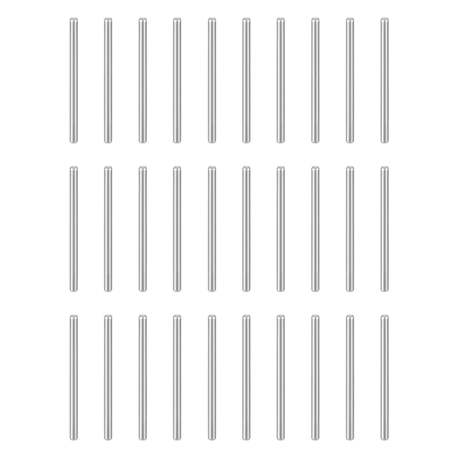 sourcing map 50pcs Dowel Pins M2(2mm) x 30mm 304 Stainless Steel Cylindrical Shelf Support Peg Pin Rod Fasten Elements for Metal Devices Wood Furniture DIY Installation, Silver