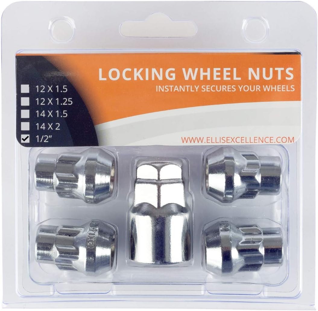 Ellis Excellence Set of 4 Alloy Wheel Locking Nuts, 1/2 UNF
