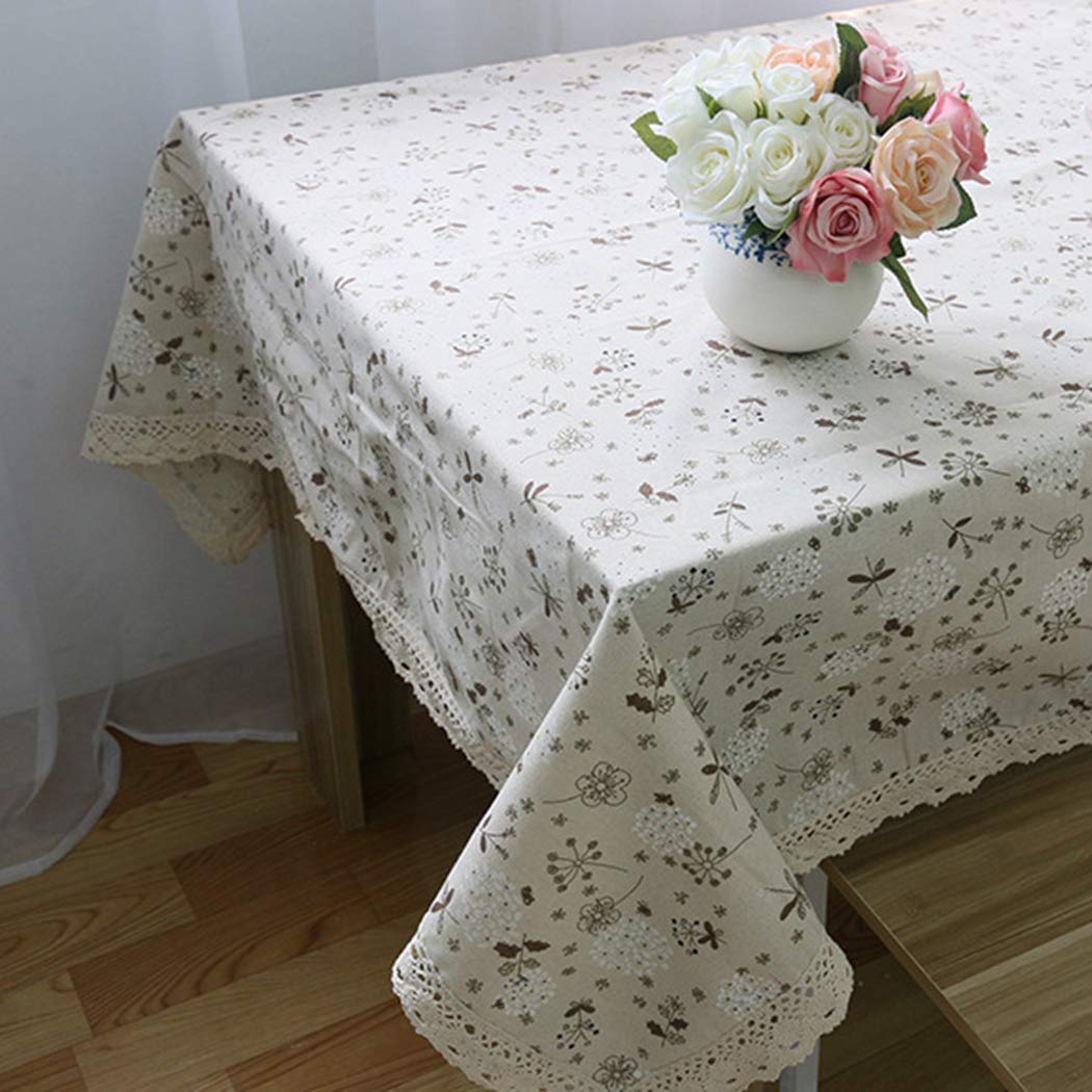 Funpa Table Cloth Fashion Dandelion Print Rural Style Rectangle Tablecloth Table Cover