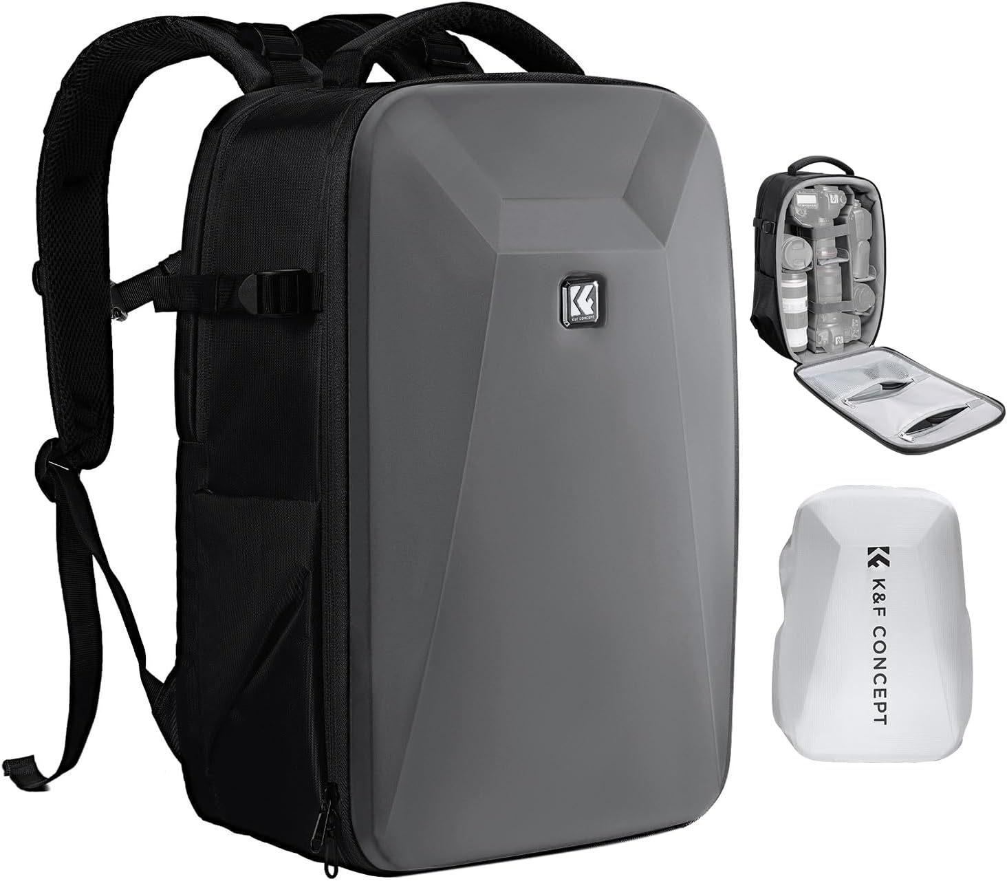 K&F CONCEPT Camera Backpack,Hardshell Photography DSLR Camera Bag with 15-15.6 Inch Laptop Compartment Waterproof Hard Shell Camera Case