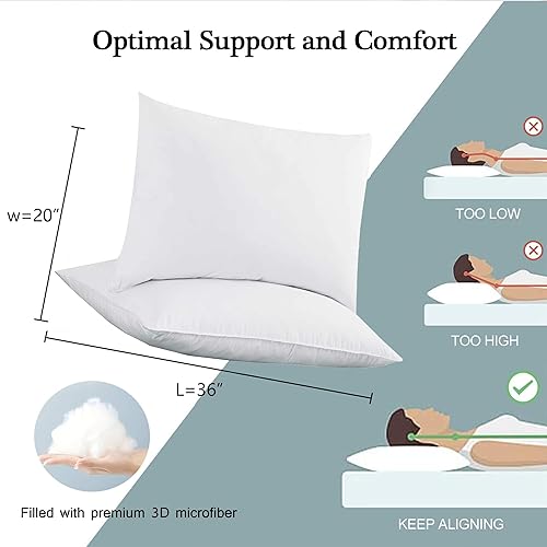 Miniatura 8 de Juego de 2 almohadas suaves y planas y cómodas, almohadas de cama de apoyo suave de alta calidad para dormir, almohadas transpirables alternativas