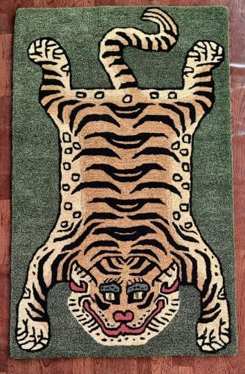 Tiger Rugs 3x5 Feet Skin Shape Rugs Décor Carpet Handmade Tufted 100% Woolen Tibetan Rug Animal Carpets for Room & Bedroom by Modern Carpet