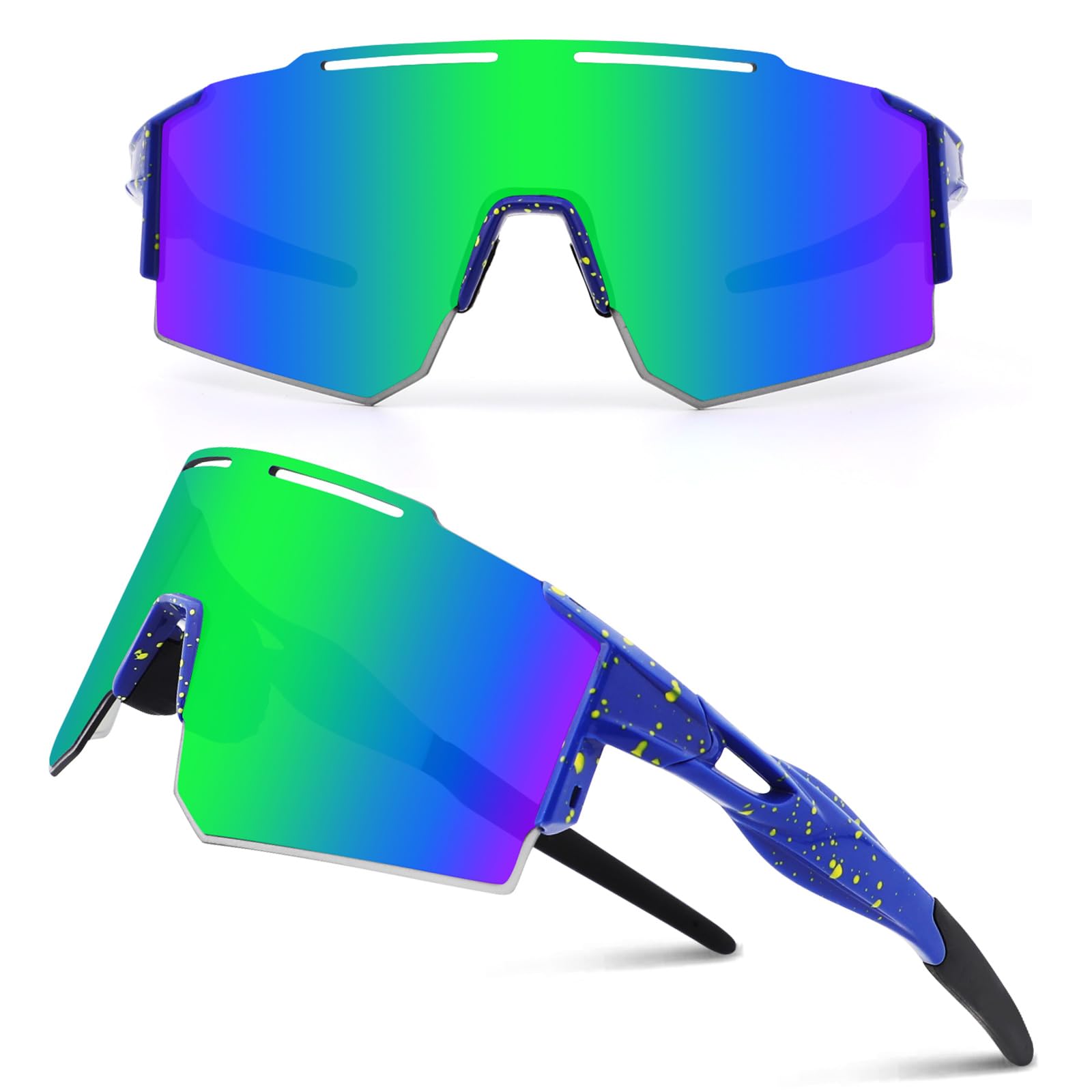 DUDUKING Sonnenbrille Fahrradbrille Herren Damen,Wassertransferdruck Sportbrillen Radsport Brillen für Outdoorsport Radfahren Laufen Golf UV 400 Schutz Baseball Brille