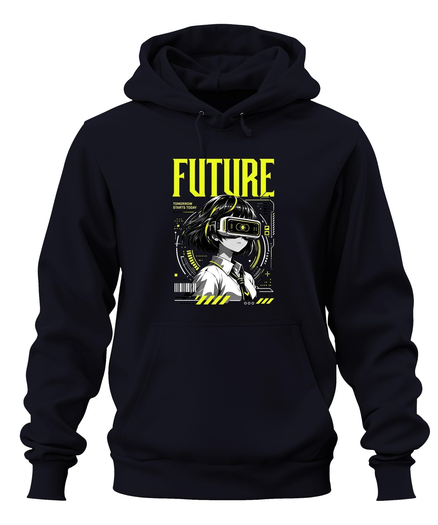 Future Tomorrow Starts Japan Y2K - Felpa con cappuccio | Virtual Reality Cyberpunk Otaku Manga Uniforme scolastica Gaming Accessori Idea Regalo Sci-Fi futuro visionario ragazza