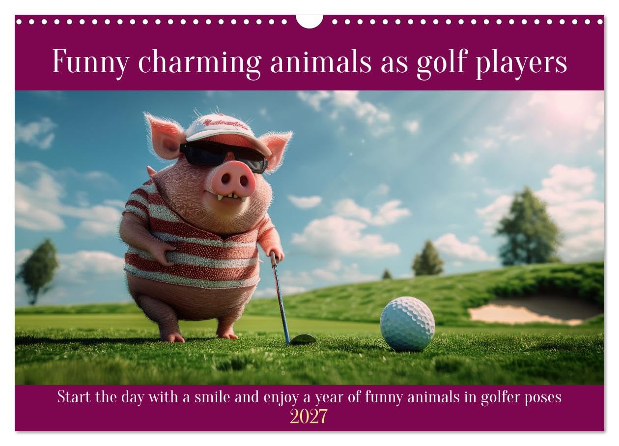 Funny charming animals as golf players (Wall Calendar 2027 DIN A3 landscape), CALVENDO 12 Month Wall Calendar: Enjoy funny animals in golfer's poses
