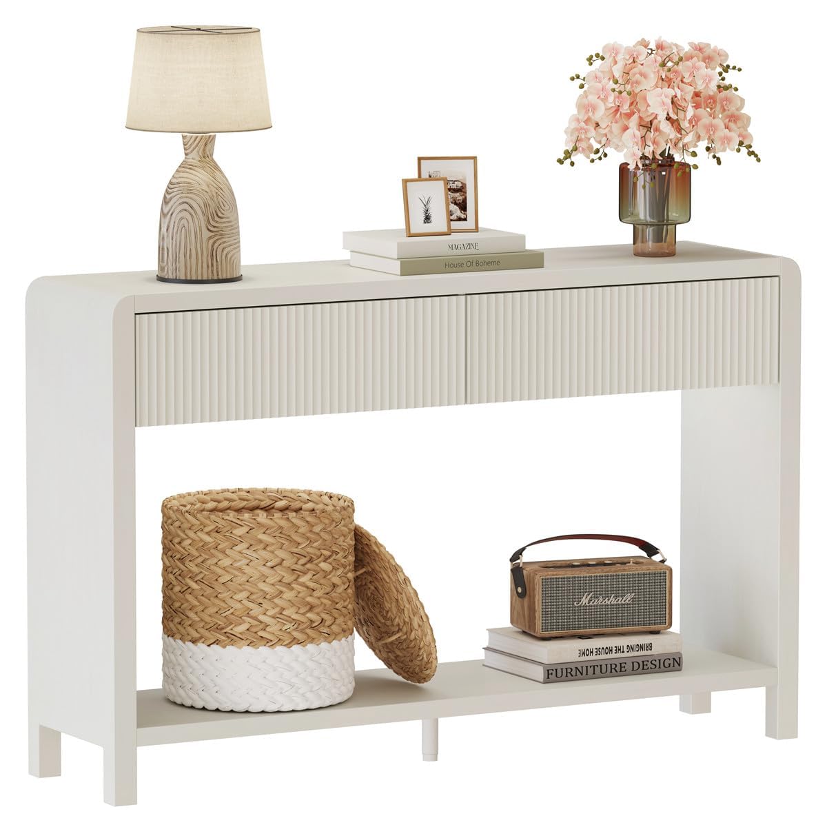 FATORRI Entryway Console Table with 2 Drawers, Modern Sofa Table for Living Room, Couch Tables Behind Sofa and Hallway Tables with Storage (47.2 inch,