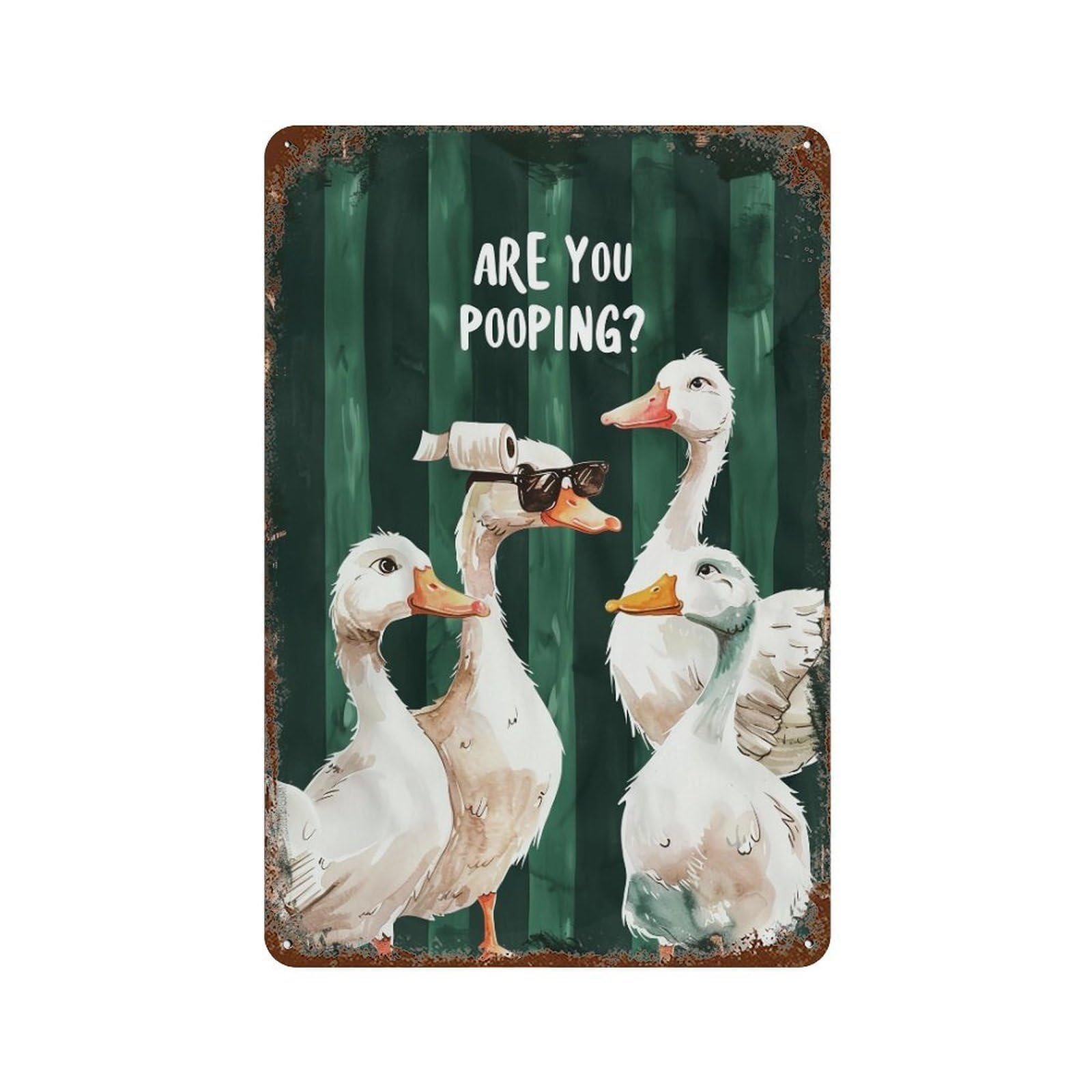 FHUYEURHRY Duck Bathroom 02 Wall Decor Retro Iron Vintage Art Metal Tin Sign Poster Modern Home Cofffee Club Art Bar Shop Decorations Style-15 30x20cm