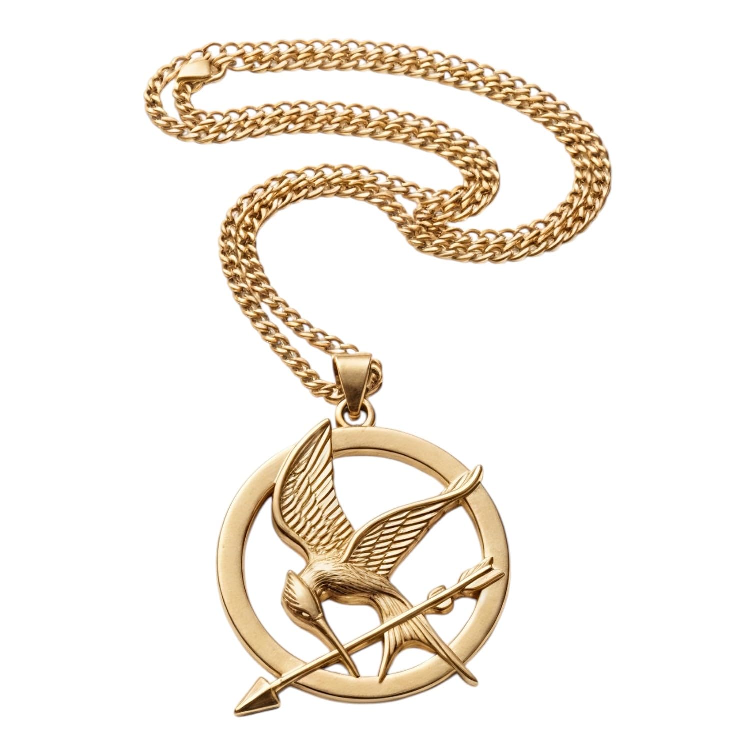 Mockingjay Pendant Necklace with Gold-Tone Chain and Arrow-image-17