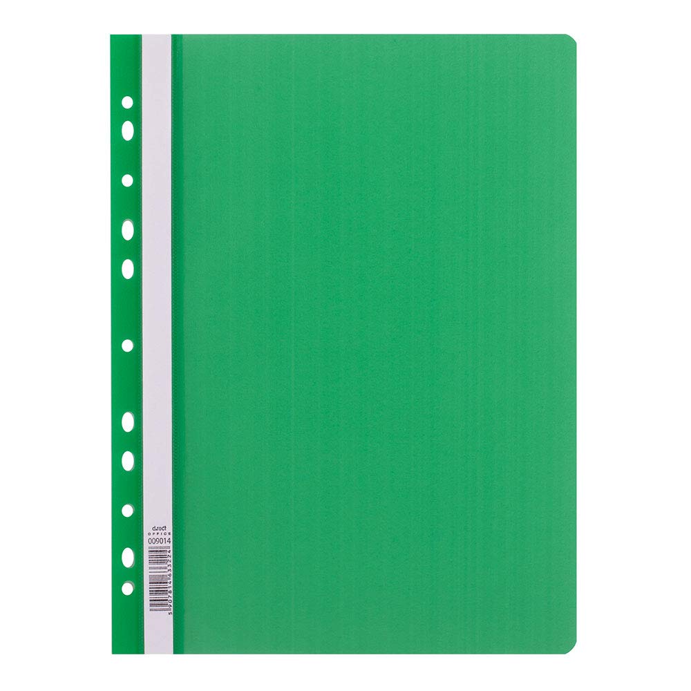D.RECT Lux PP File Folder A4 with Perforation Strong Polypropylene Film Green