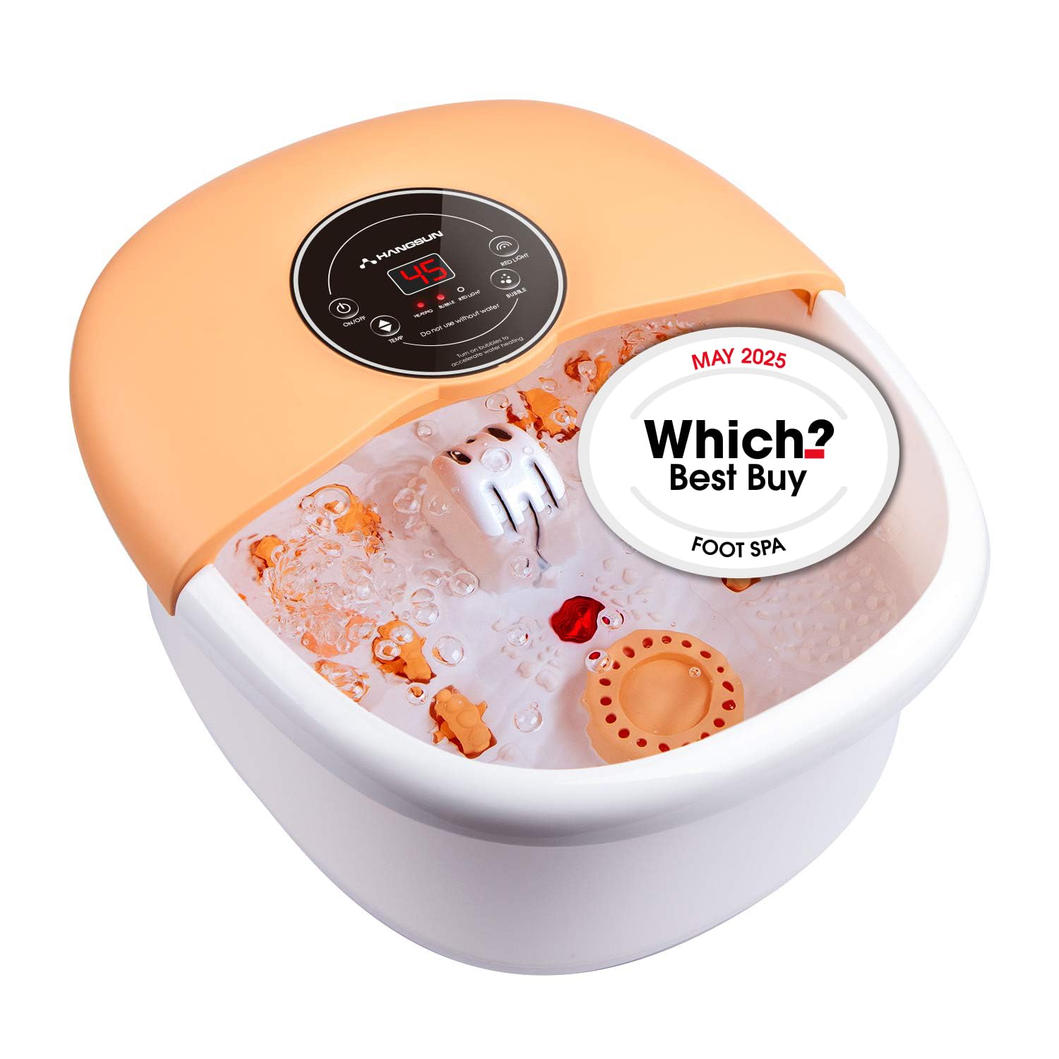 HANGSUNLarge Foot Spa Bath Massager with Heat Bubbles Massage FM660 Heater Temperature Control, Massage Rollers, Medicine Box, Infrared for Relieve Foot Pressure, Max Foot Size 12