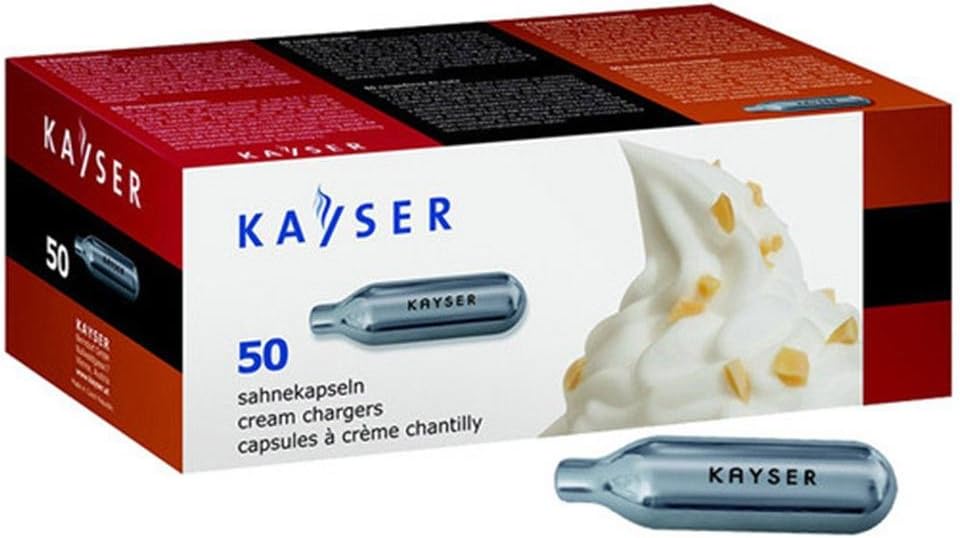 Godskitchen 50-Piece Stainless Steel N2O Whipped Cream Chargers, Disposable Capsules