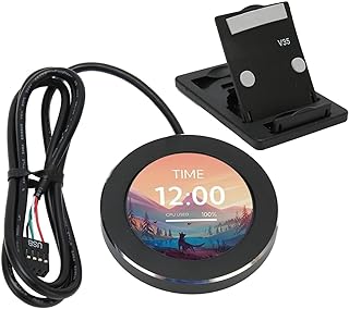 2.1 Inch IPS Mini Screen, Liquid Cooler Round LCD Screen, AIDA64 PC CPU GPU RAM HDD Data Temperature Monitor, PH Interface Dimmable Watercooler Screen for Desktop Chassis