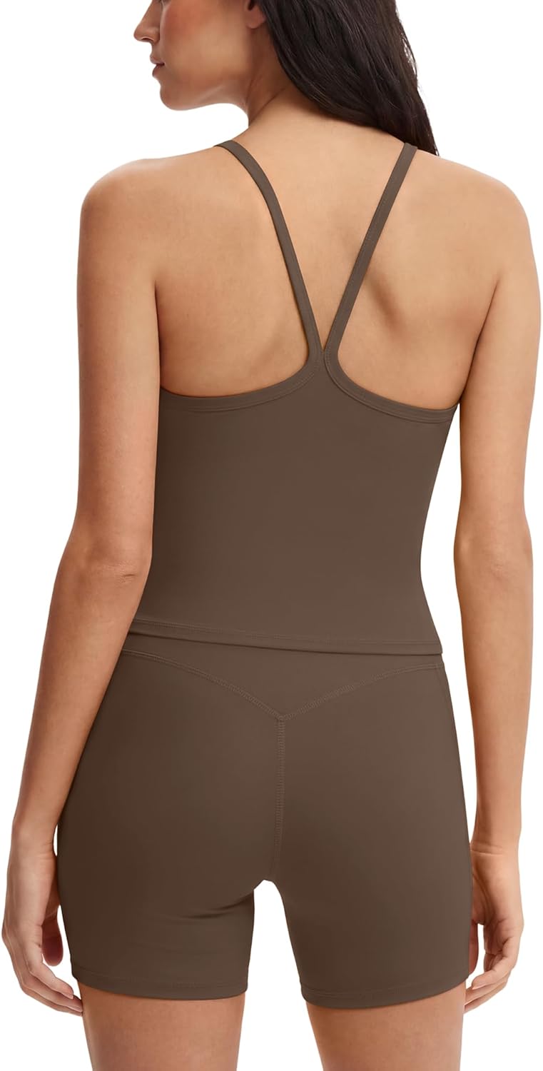 SUUKSESS Workout Sets for Women V Back Padded Sports Bras Gym Sets Biker Shorts with Pockets