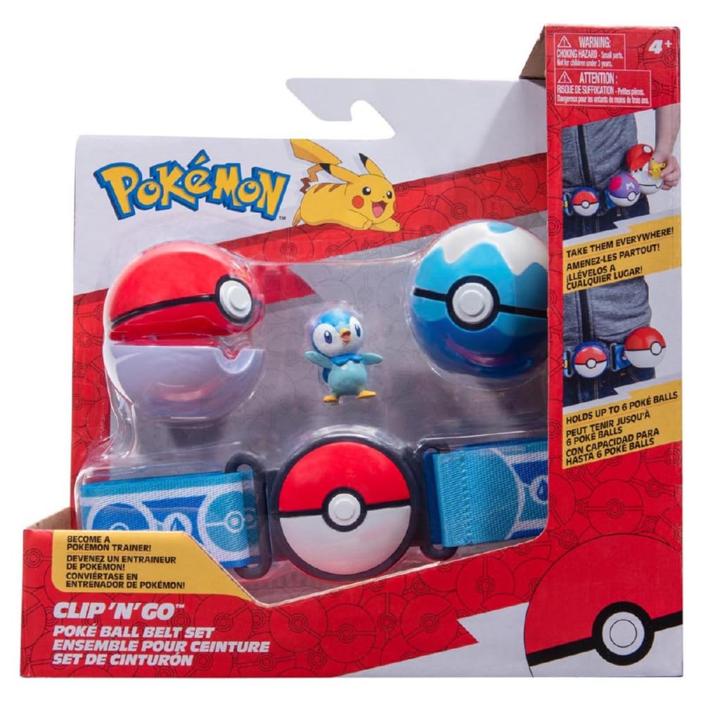 Pokémon Clip 'N' Go Poke Ball Belt Set (Quaxly with Poké Ball, Dive Ball & Water Themed Belt) W16