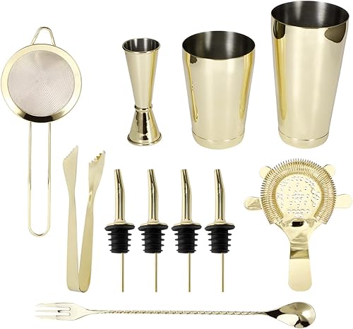 Miniatura 3 de Juego de coctelera, kit de barman de bar, 11 unidadesjuego de coctelera de acero inoxidable, mezclador de bebidas de vino, herramientas para el