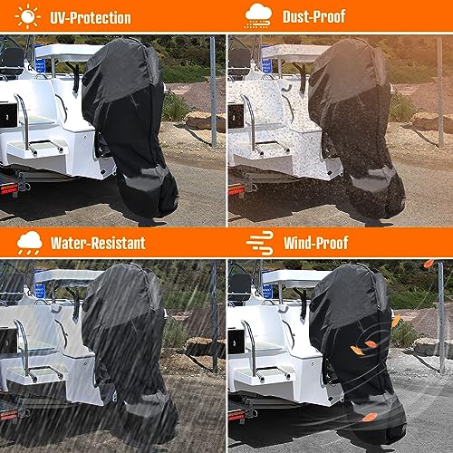 iCOVER Outboard Motor Covers, Trailerable Full Boat Engine Cover Waterproof Heavy Duty Oxford Fabric with Zipper, Fits 175-225HP Motors by i COVER - Image 7