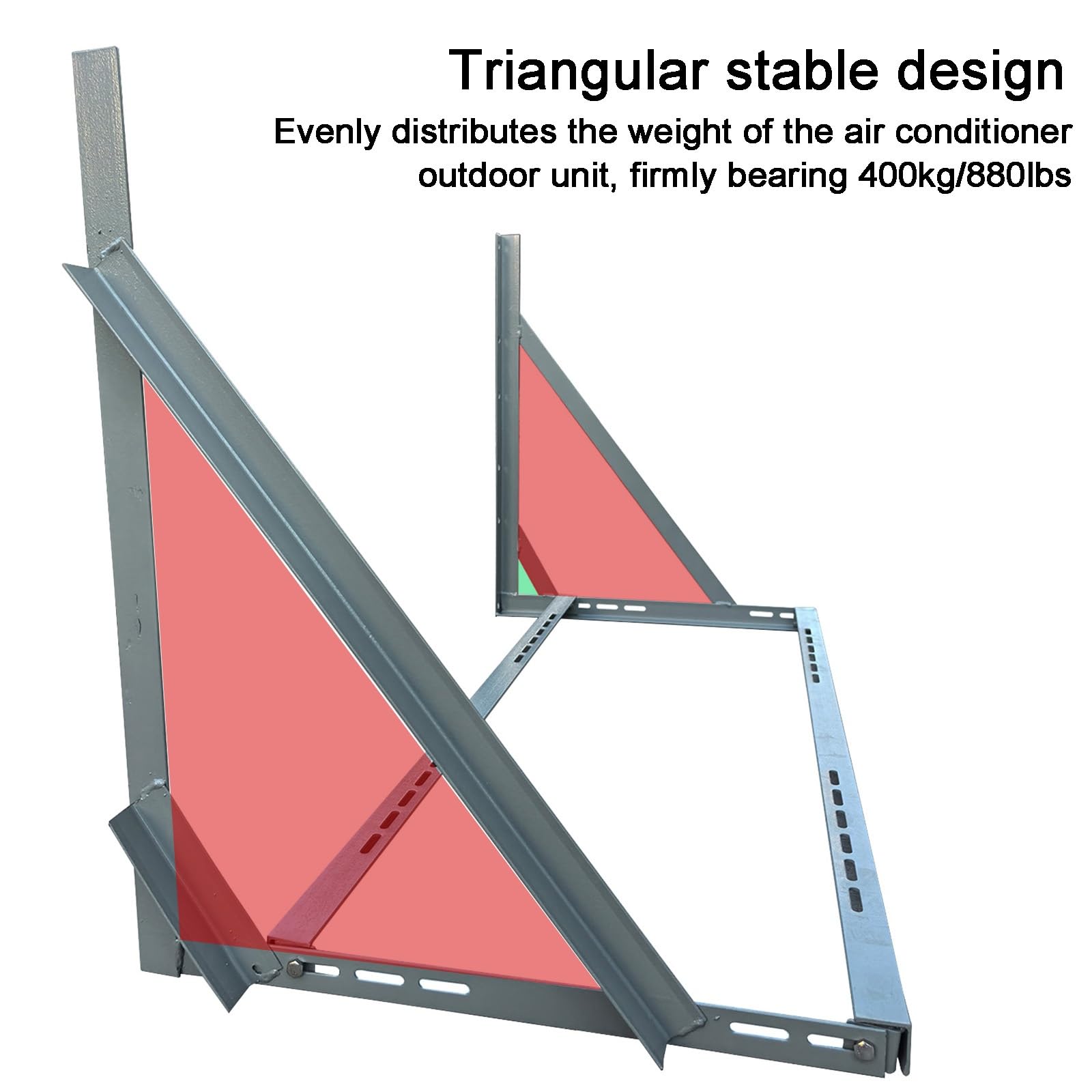 Soporte Aire Acondicionado Exterior, Kit Aire Acondicionado de Hierro Angular con Doble Travesaño, para Bombas de Calor Sin Ductos Mini Split, Capacidad de 400 Kg