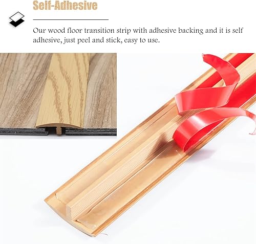 Miniatura 5 de Tira de transición de suelo de madera con moldura en T, flauta reductora de puerta para cocina, dormitorio, balcón, protector de borde de alfombra