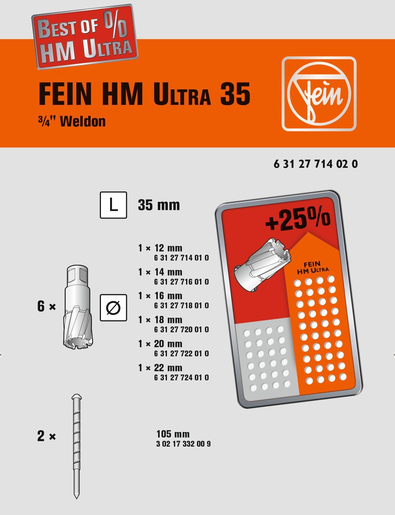 Fein Set d'accessoires FEIN Fraise à carotter Best Of Cutters Weldon 34/4 in - 63127714020