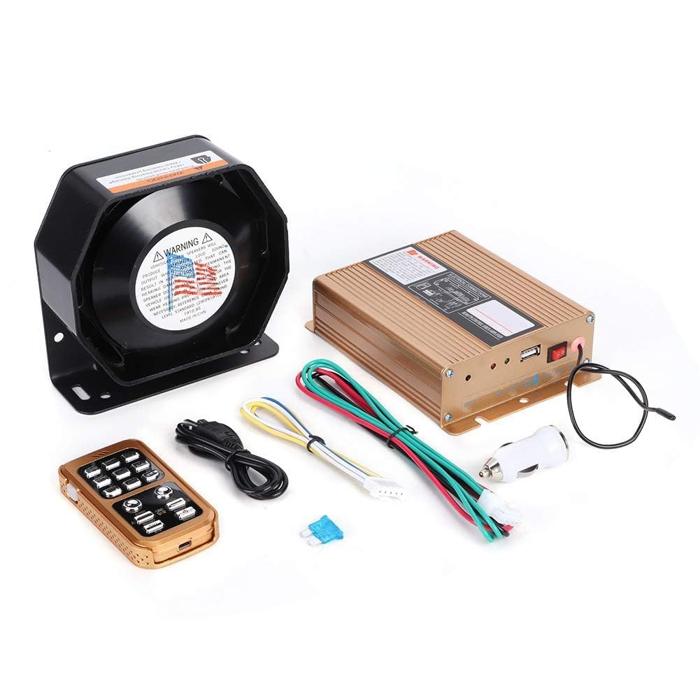 Alarme D'avertissement de Voiture, Yctze 12v Alarme D'avertissement de Voiture 18 Tons Haut-parleur de Sirène sans Fil Klaxon de Sécurité Mains Libres avec 2 Lumières LED