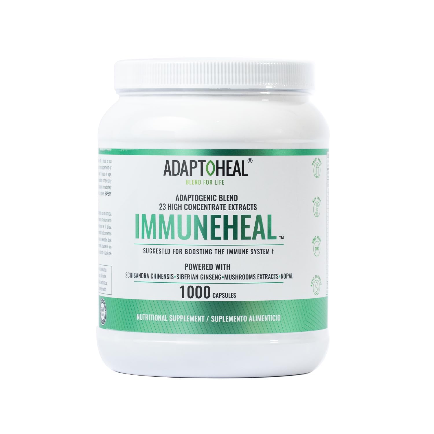 ADAPTOHEAL Immuneheal Adaptogen Immune System Booster Supplement with Schisandra Chinensis Ginseng and Mushroom Extract 10000 Capsules