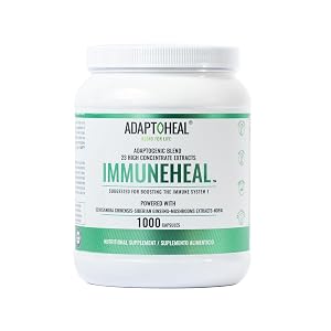 ADAPTOHEAL Immuneheal Adaptogen Immune System Booster Supplement with Schisandra Chinensis Ginseng and Mushroom Extract 10000 Capsules