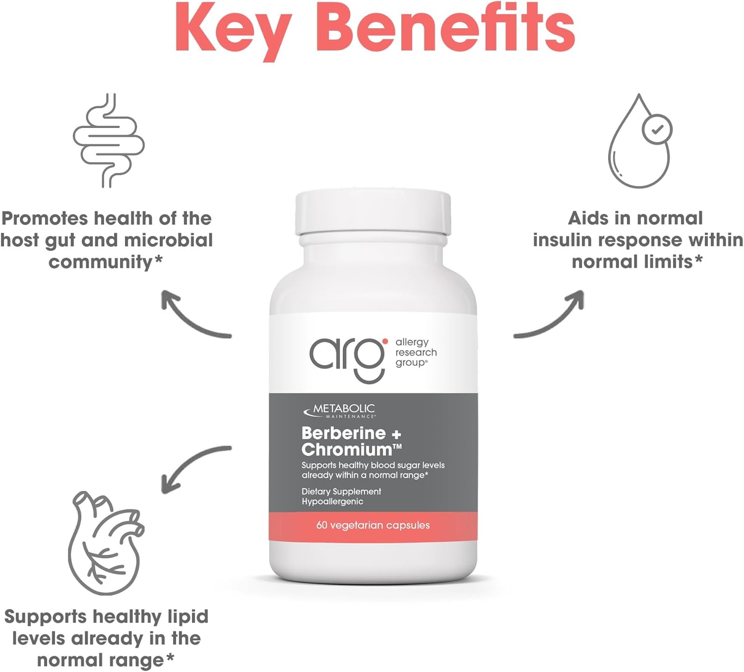 Metabolic Maintenance Berberine + Chromium - Berberine Chromium Supplement for Women and Men, Natural Health Complex for Metabolic Function, 500mg per Capsule - 60 Capsules