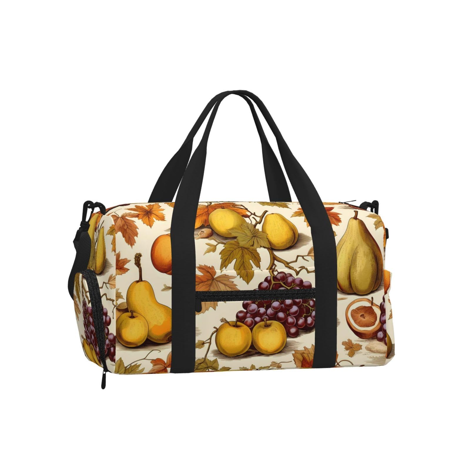 Mexpekil Fall Maples Fruit Gym Bag with Shoe Compartment Waterproof Duffel Bag Large Overnight Weekend Bags Travel Holdall for Women Men Teens