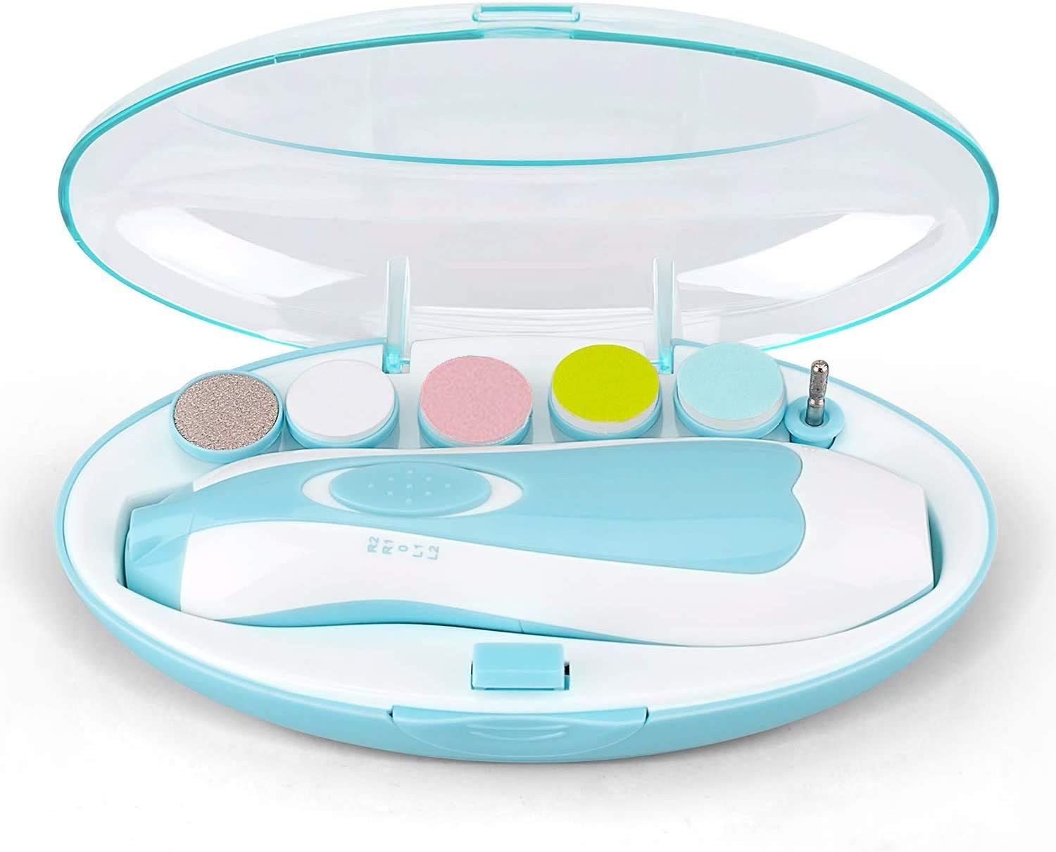 Baby Nail File, RIGHTWELL Electric Baby Nail Clipper with LED Front Light - Safe and Quiet, Baby Nail Trimmer with 6 Grinding Heads for Newborn, Infant Toddler Kids