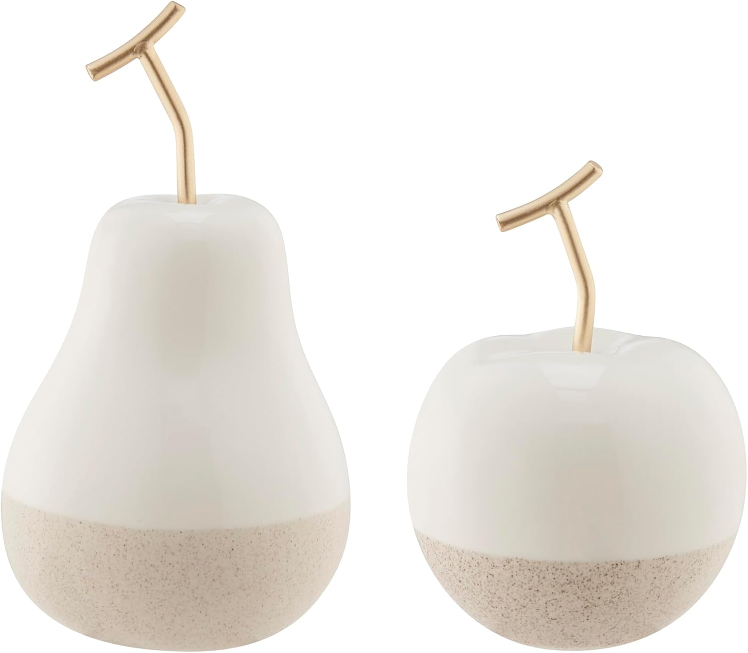 Danya B. Vost Dipped Fruit Decorative Accent Ceramic Sculpture Figure Set of 2 - Small - White/Cream