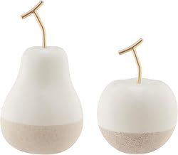 Danya B. Vost Dipped Fruit Decorative Accent Ceramic Sculpture Figure Set of 2 - Small - White/Cream