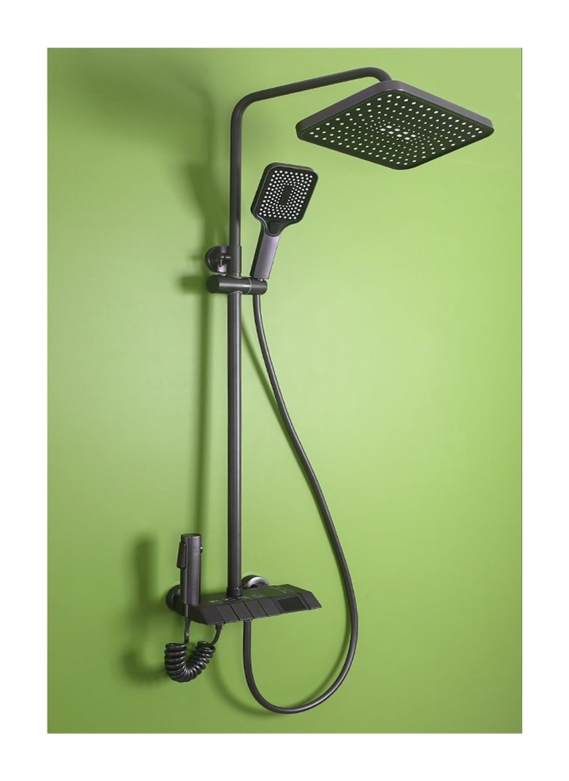 Set di rubinetti for Doccia da Bagno con Display Digitale, Accessori for bagni Il Flusso d'Acqua Produce elettricità, Set di sistemi Doccia for Pianoforte Nero(GunGrey Square)