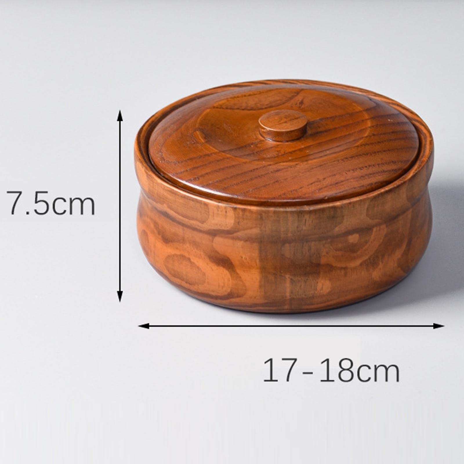 predolo Holzschale mit Deckel für Müslibehälter Massivholz Holz Salatschüssel Servierschüssel, 18 cm x 7,5 cm