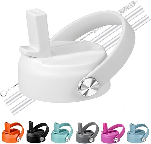 Miniatura 16 de Tapa con pajita para termo hidráulico, tapas con pajita compatibles con termo hidráulico de boca ancha de 12/18/20/32/40 oz, tapa de bebida a prueba