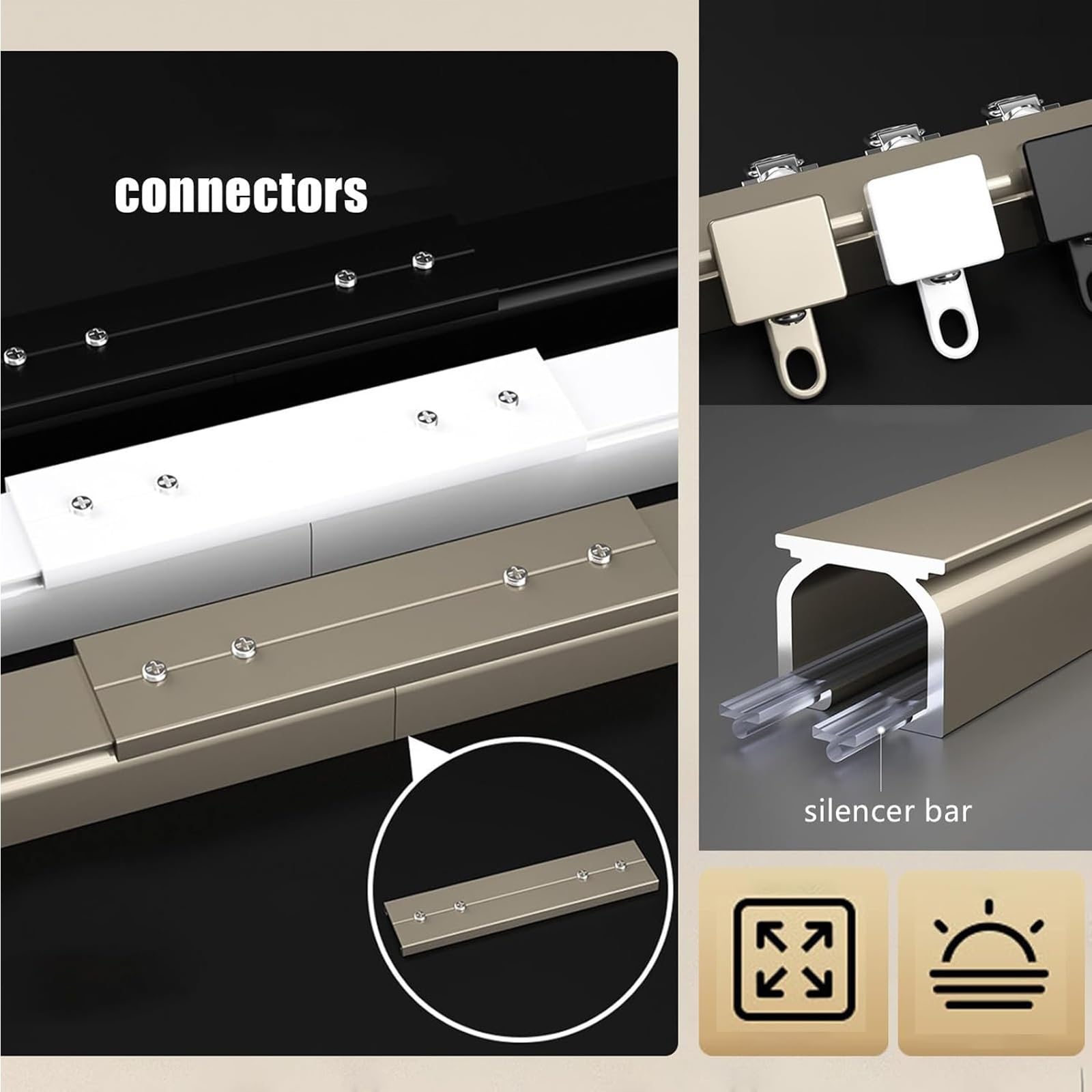 Sistema di rack da soffitto da 60 cm a 550 cm, perfetto per divisori e velature versatile asta Solut per la decorazione della casa