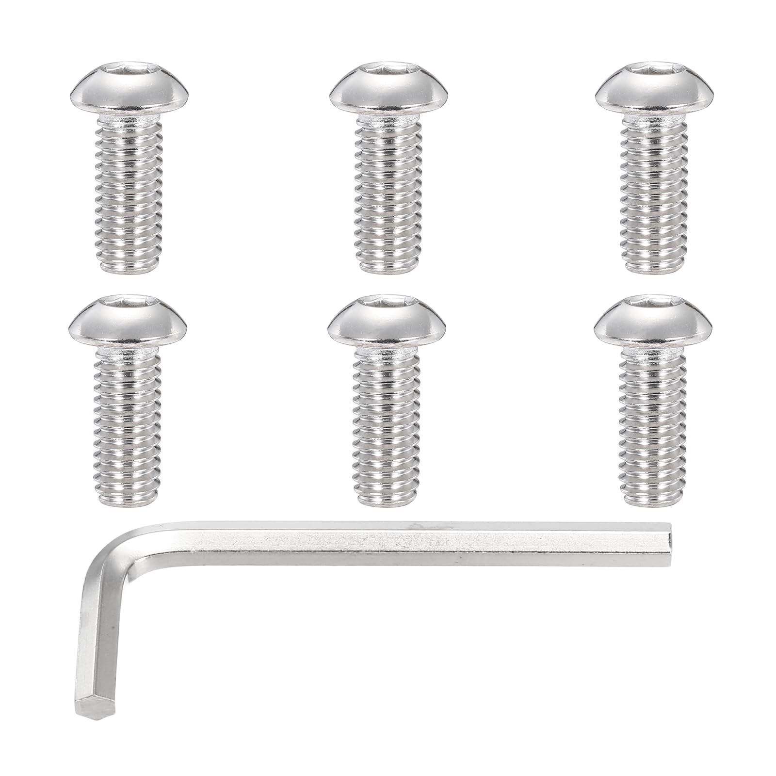 M METERXITY 6 Pack 3/8 16 x 7/8" Button Head Socket Cap Bolts Screws, 304 Stainless Steel 18-8 Bolts with Hex Spanner Socket Head Screws for DIY, Furniture, Water Pump, Light Fixture,Silver