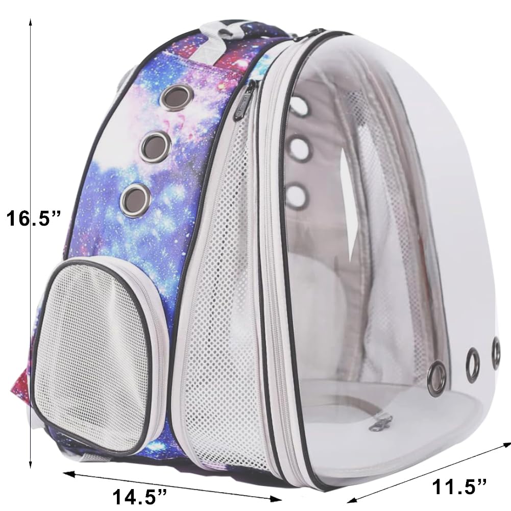 Galaxy Blue Cat Bubble Mochila, extensión frontal, cápsula espacial, astronauta, ventana transparente, para gatos grandes de hasta 20 libras, bolsa de transporte veterinaria, aprobada por aerolíneas