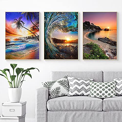 6 Pack Diamond Painting Kits, 5D Diamond Art Kits For Adults Full Drill Diamond Paintings Kit Crafts For Adults Kids Beginners, Diy Beach Diamond Painting Packs Gem Art Home Wall Decor 11.8X15.7Inch #TOP1