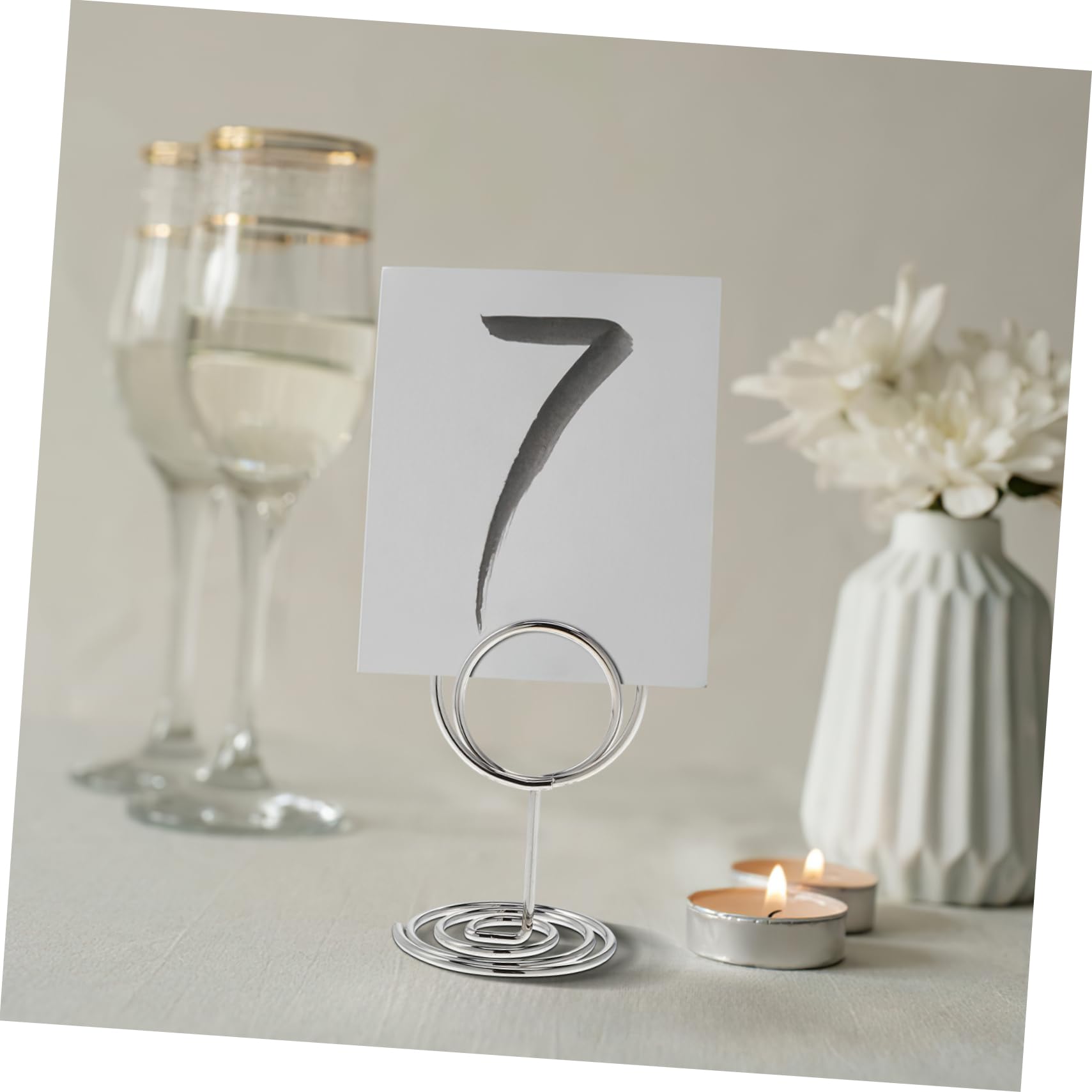 MAGICLULU 4 Ensembles Titulaire De La Carte De Visite Mariage Titulaires Porte-photos Clip Présentoir De Porte-cartes De Vœux Note Pince Nom Pour Silver Métal 50 Pièces * 4