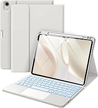 Vobafe Case with Keyboard for iPad Air 11 Inch (2025 M3/2024 M2), iPad Air 5 4 2022/2020 10.9 Inch, Mutil-Touch Trackpad 7 Colours Illuminated Removable Keyboard Protective Case with Pen Holder, Light