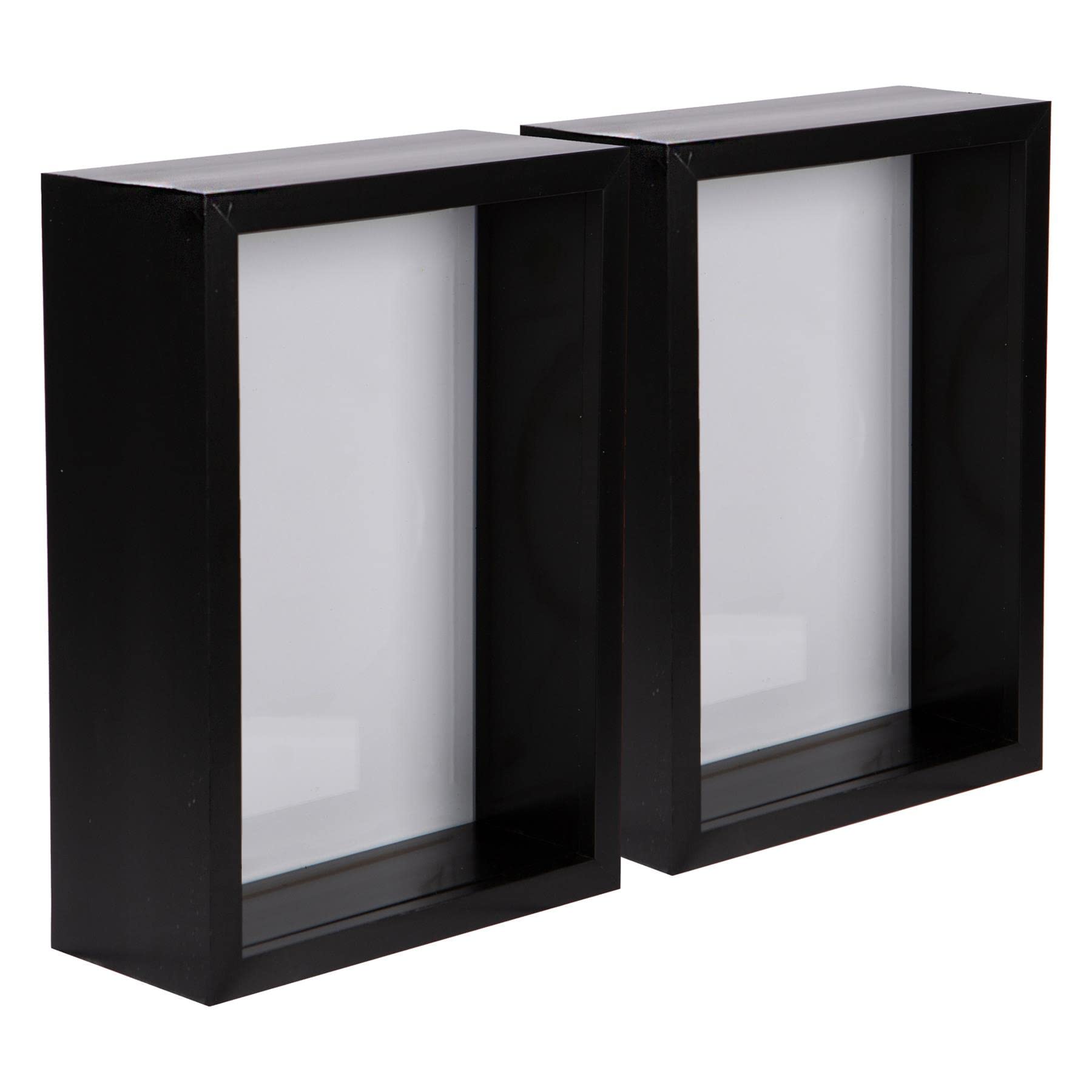 Nicola Spring 3D Shadow Box - 5 x 7 (12 x 17cm) - Pack of 5 - Black 3D Photo Frame Picture Frame Deep Box Portrait Display Case for Crafts, Keepsakes, Wedding, Graduation