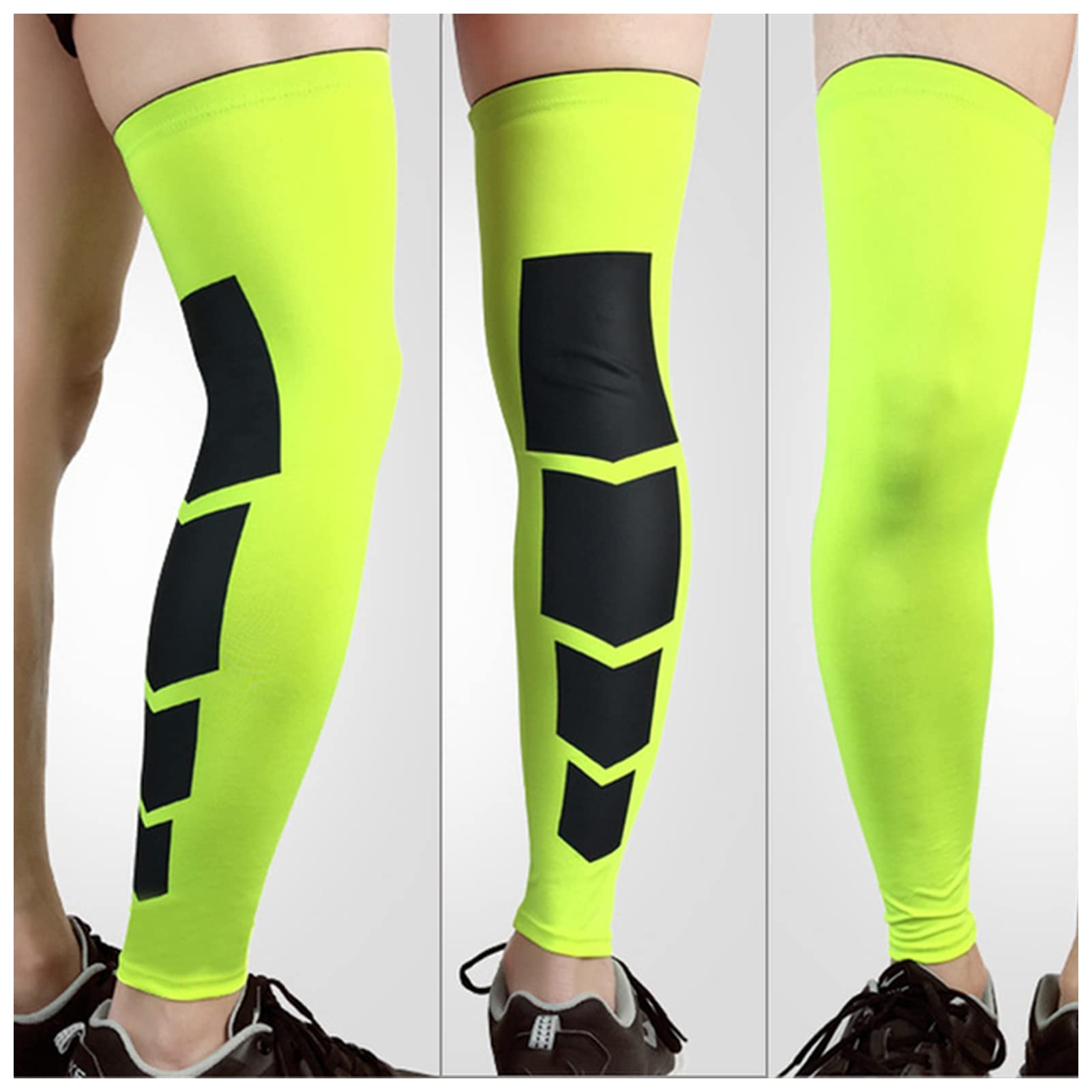 Gorsety kompresyjne na nogi, 1PCS Pro Sports Silikonowe antypoślizgowe długie ochraniacze na kolana, wsparcie kompresyjne, nogi do koszykówki(Light Green,M)