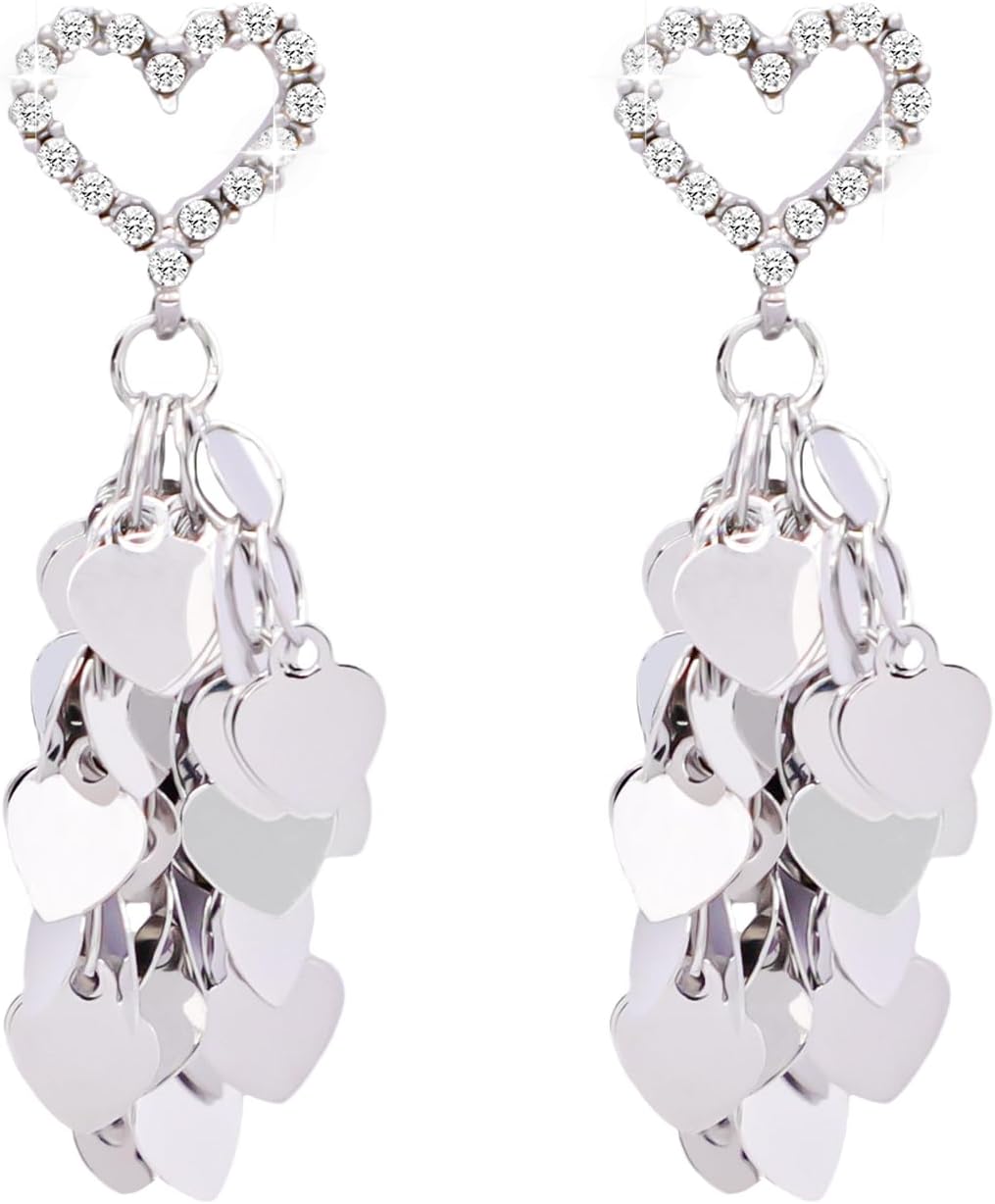 Gold Plated Dangle Earrings Sequin Metal Tassel Earrings Dainty Long Dangle Drop Earrings Gold Statement Earrings For Women Fashion Jewelry Party Prom Accessories